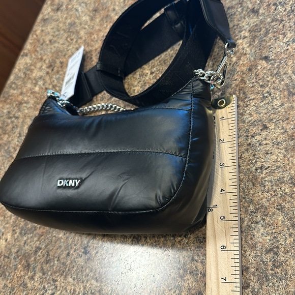 DKNY Pouchette Quilted Crossbody Cairo MD Bag Black Silver Hardware - Picture 14 of 14